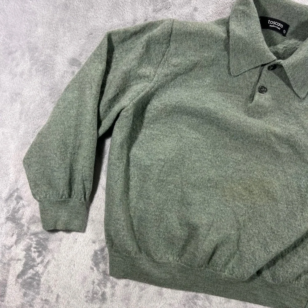 TOSCANO 100‎ Merino Wool Pullover Women Large Green Made in Italy Polo Fall